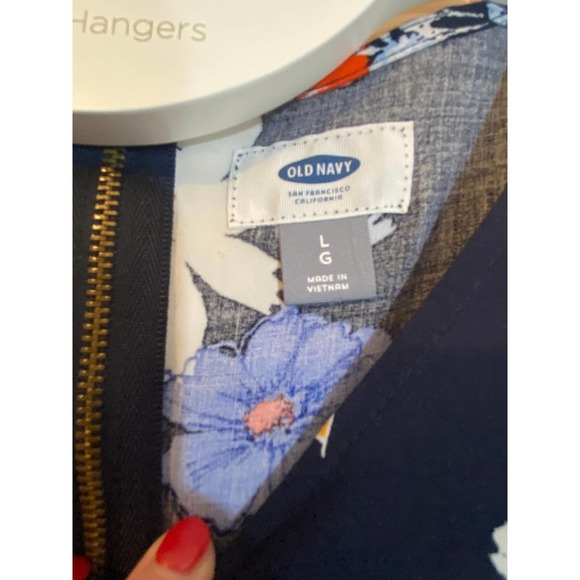 Old Navy Shift Dress LARGE PETITE Long Sleeves Navy Floral NEW - Picture 3 of 7